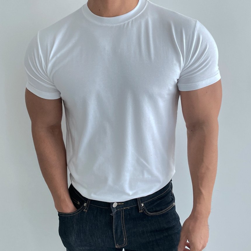 Mens Gym Training 95% cotton 5% spandex Tshirt 9035 print logo 25