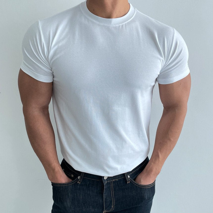 Mens Gym Training 95% cotton 5% spandex Tshirt 9035 print logo 26