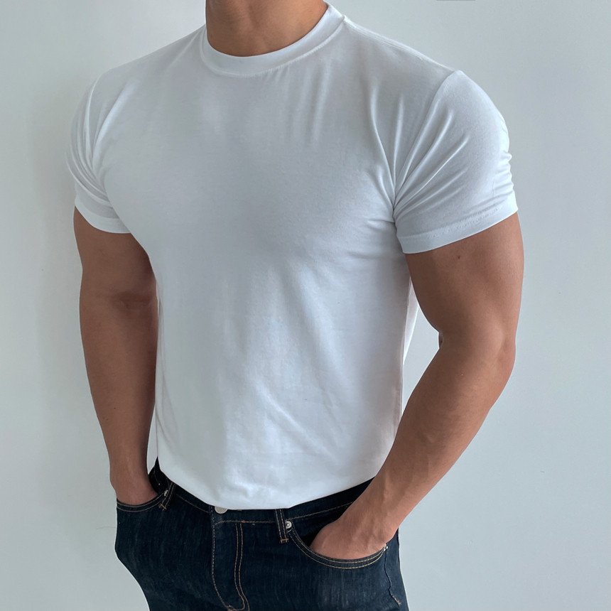 Mens Gym Training 95% cotton 5% spandex Tshirt 9035 print logo 27
