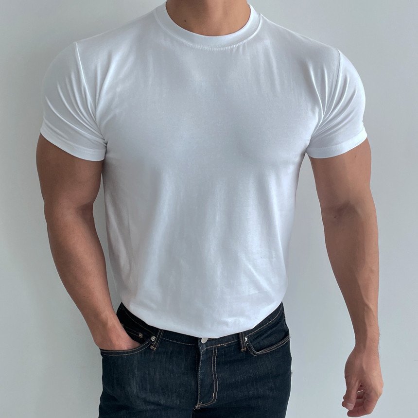 Mens Gym Training 95% cotton 5% spandex Tshirt 9035 print logo 28