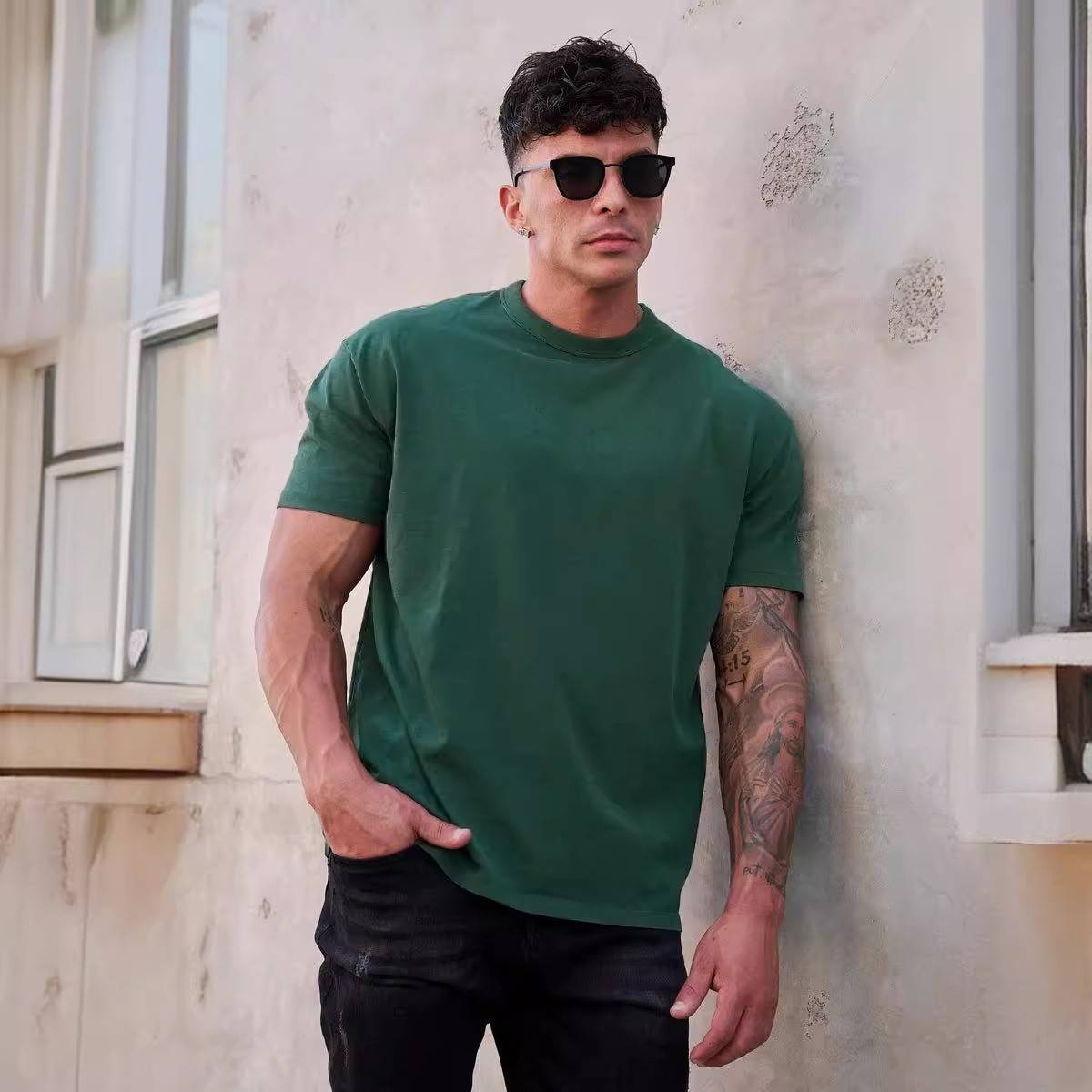 Mens Gym Training 95% cotton 5% spandex Tshirt 9035 print logo 30