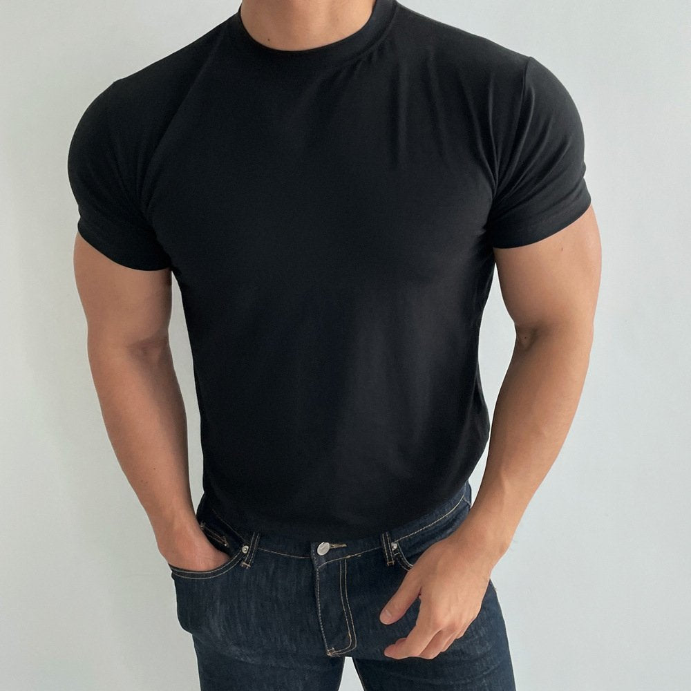 Mens Gym Training 95% cotton 5% spandex Tshirt 9035 print logo 36