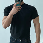 Mens Gym Training 95% cotton 5% spandex Tshirt 9035 print logo 3