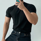 Mens Gym Training 95% cotton 5% spandex Tshirt 9035 print logo 38