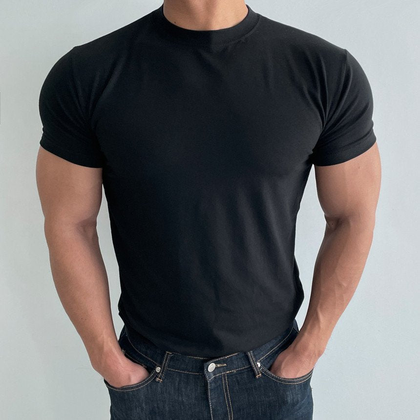 Mens Gym Training 95% cotton 5% spandex Tshirt 9035 print logo 41