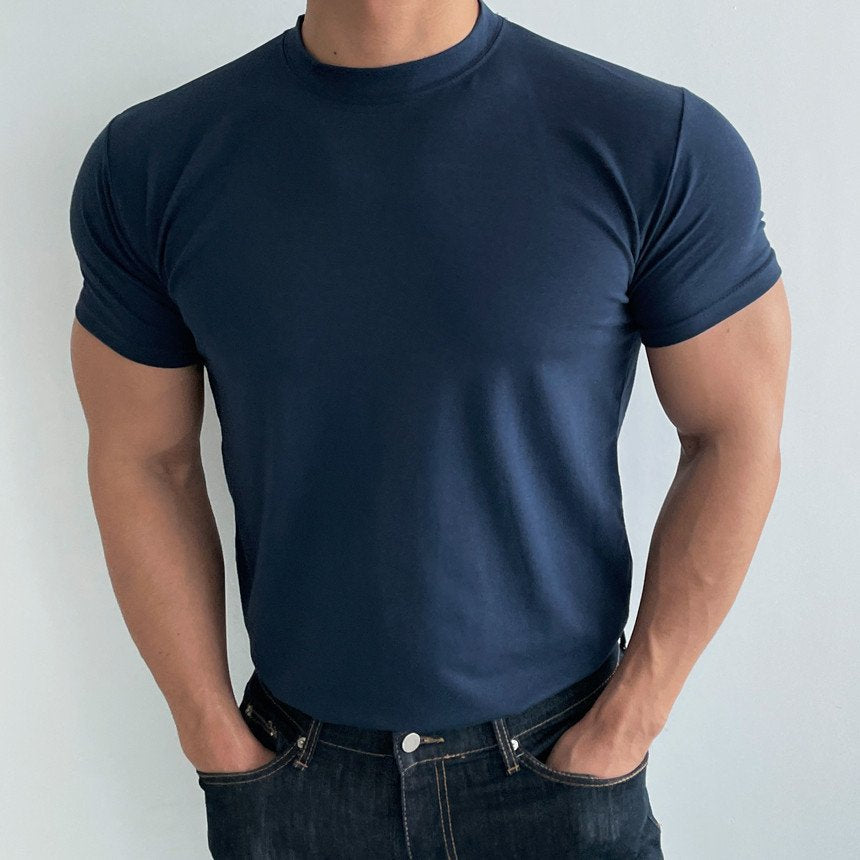 Mens Gym Training 95% cotton 5% spandex Tshirt 9035 print logo 4
