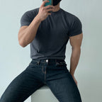 Mens Gym Training 95% cotton 5% spandex Tshirt 9035 print logo 48
