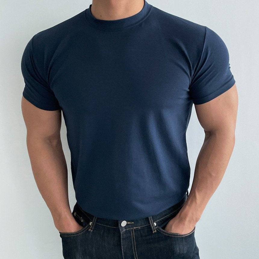 Mens Gym Training 95% cotton 5% spandex Tshirt 9035 print logo 50