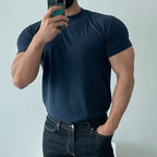 Mens Gym Training 95% cotton 5% spandex Tshirt 9035 print logo 52