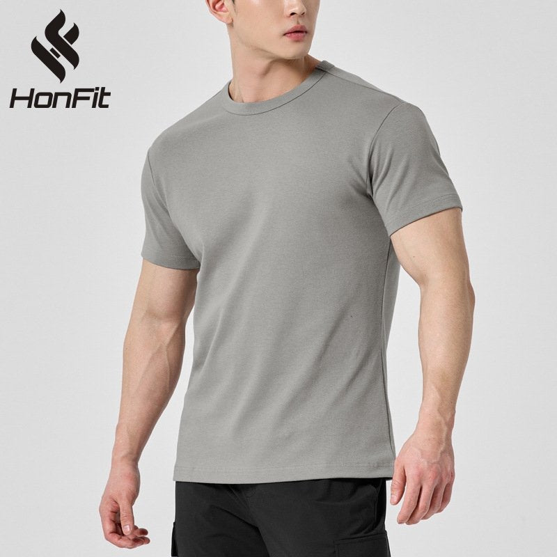 Mens Activewear Fitness 95% cotton 5% spandex Tshirt 9047 print logo 17