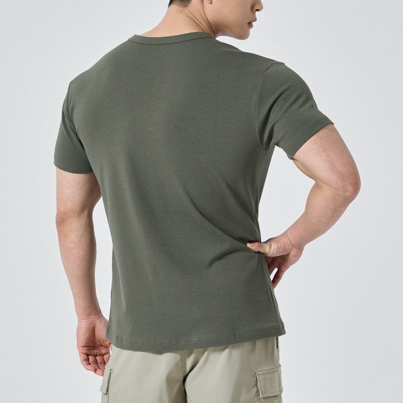 Mens Activewear Fitness 95% cotton 5% spandex Tshirt 9047 print logo 35