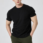 Mens Activewear Fitness 95% cotton 5% spandex Tshirt 9047 print logo 4