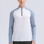 Mens Gym Training 92%Polyester 8%Spandex Quarter Zip Shirt 9156 print logo 1