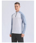 Mens Gym Training 92%Polyester 8%Spandex Quarter Zip Shirt 9156 print logo 17