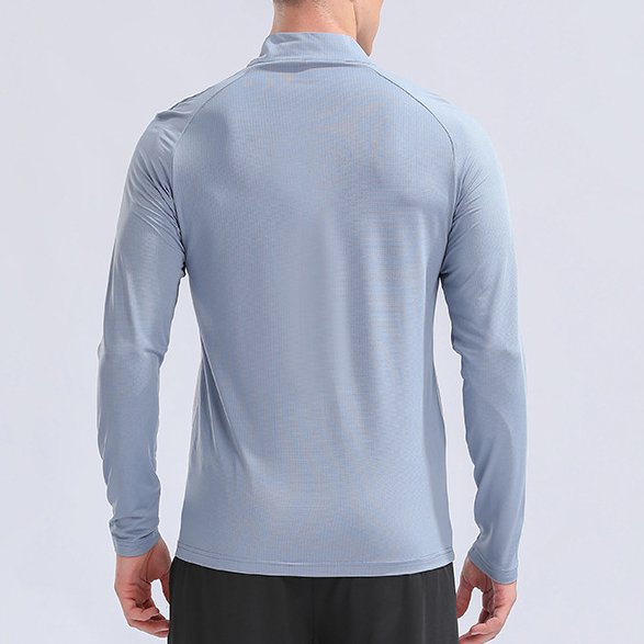 Mens Gym Training 92%Polyester 8%Spandex Quarter Zip Shirt 9156 print logo 2