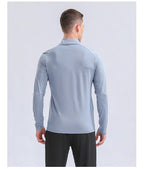 Mens Gym Training 92%Polyester 8%Spandex Quarter Zip Shirt 9156 print logo 18
