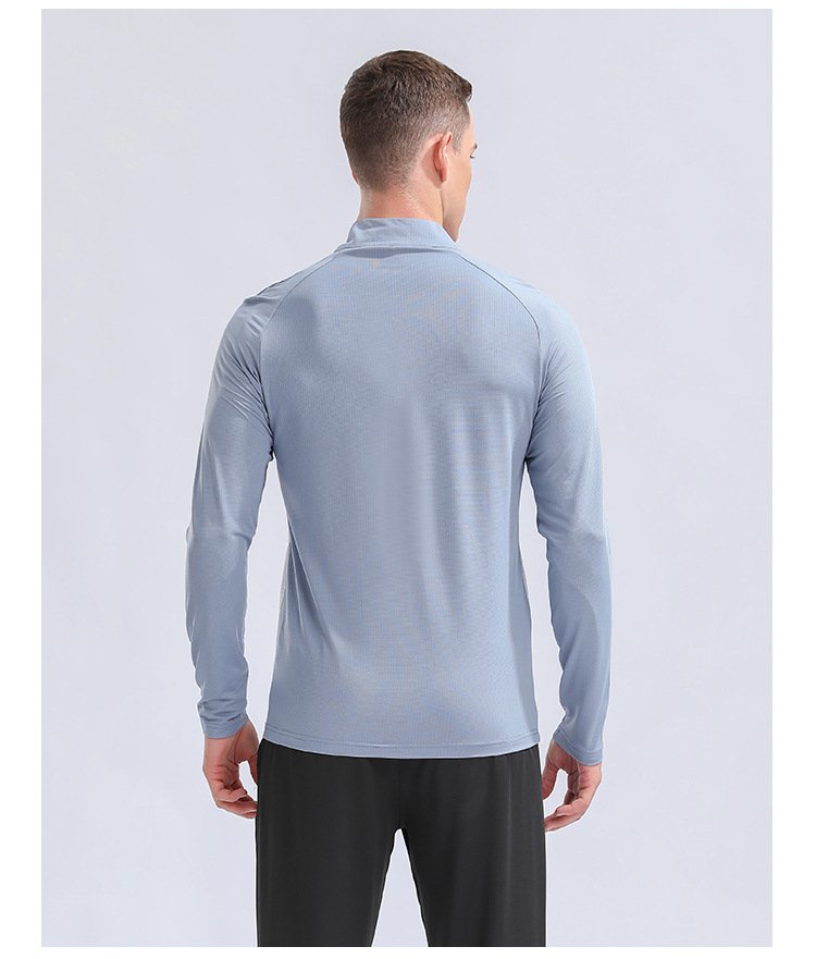 Mens Gym Training 92%Polyester 8%Spandex Quarter Zip Shirt 9156 print logo 18
