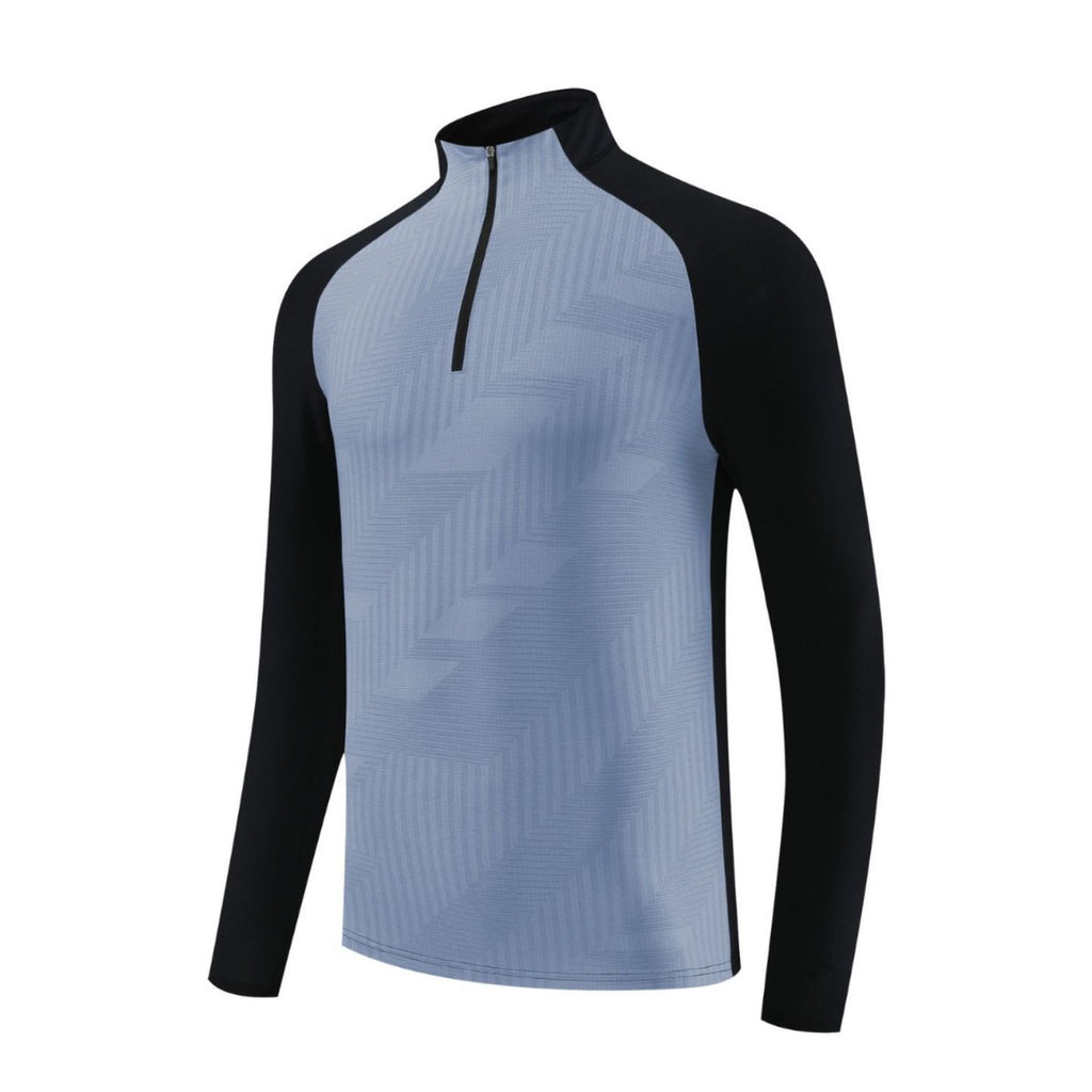 Mens Gym Training 92%Polyester 8%Spandex Quarter Zip Shirt 9156 print logo 10