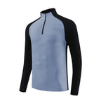 Mens Gym Training 92%Polyester 8%Spandex Quarter Zip Shirt 9156 print logo 10