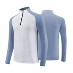 Mens Gym Training 92%Polyester 8%Spandex Quarter Zip Shirt 9156 print logo 4