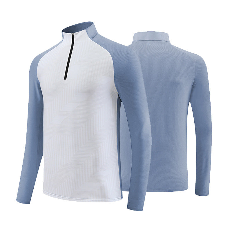 Mens Gym Training 92%Polyester 8%Spandex Quarter Zip Shirt 9156 print logo 4