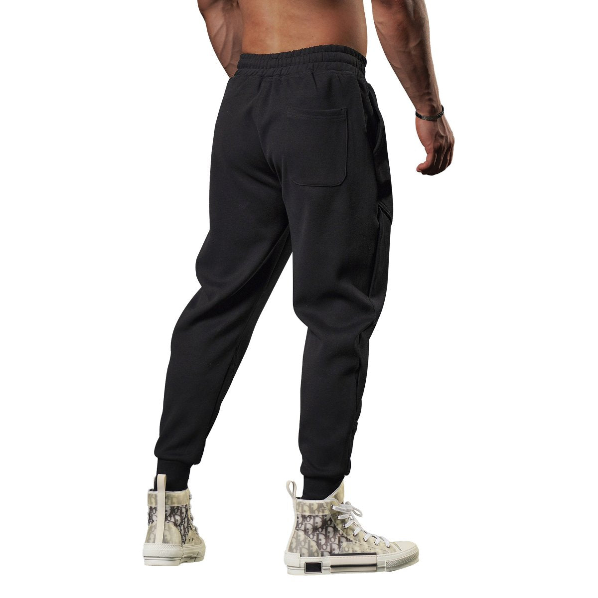 Mens Gym Fitness 70% cotton 30% polyester Pants A-224-fleece print logo 34