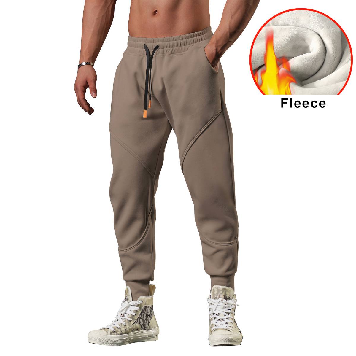 Mens Gym Fitness 70% cotton 30% polyester Pants A-224-fleece print logo 7