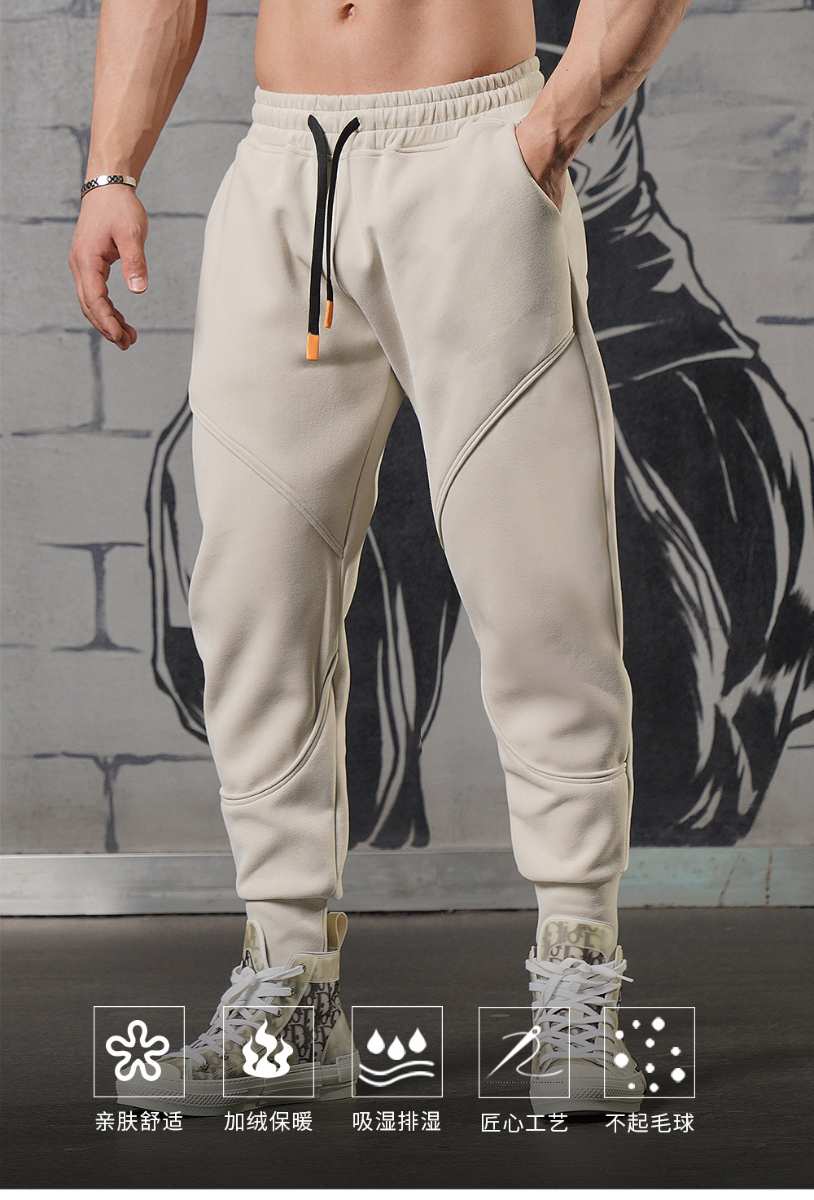 Mens Gym Fitness 70% cotton 30% polyester Pants A-224-fleece print logo 40