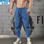 Mens Sports Fitness 70% cotton 30% polyester Pants A-224 print logo 5