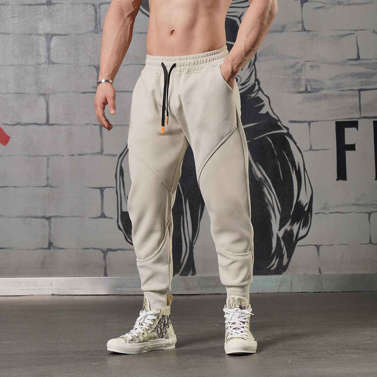 Mens Sports Fitness 70% cotton 30% polyester Pants A-224 print logo 22