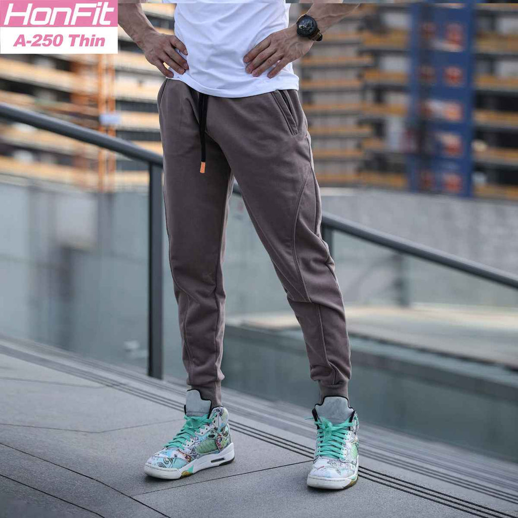 Mens Gym Workout 80% cotton 20% polyester Pants A-250-thin print logo 13