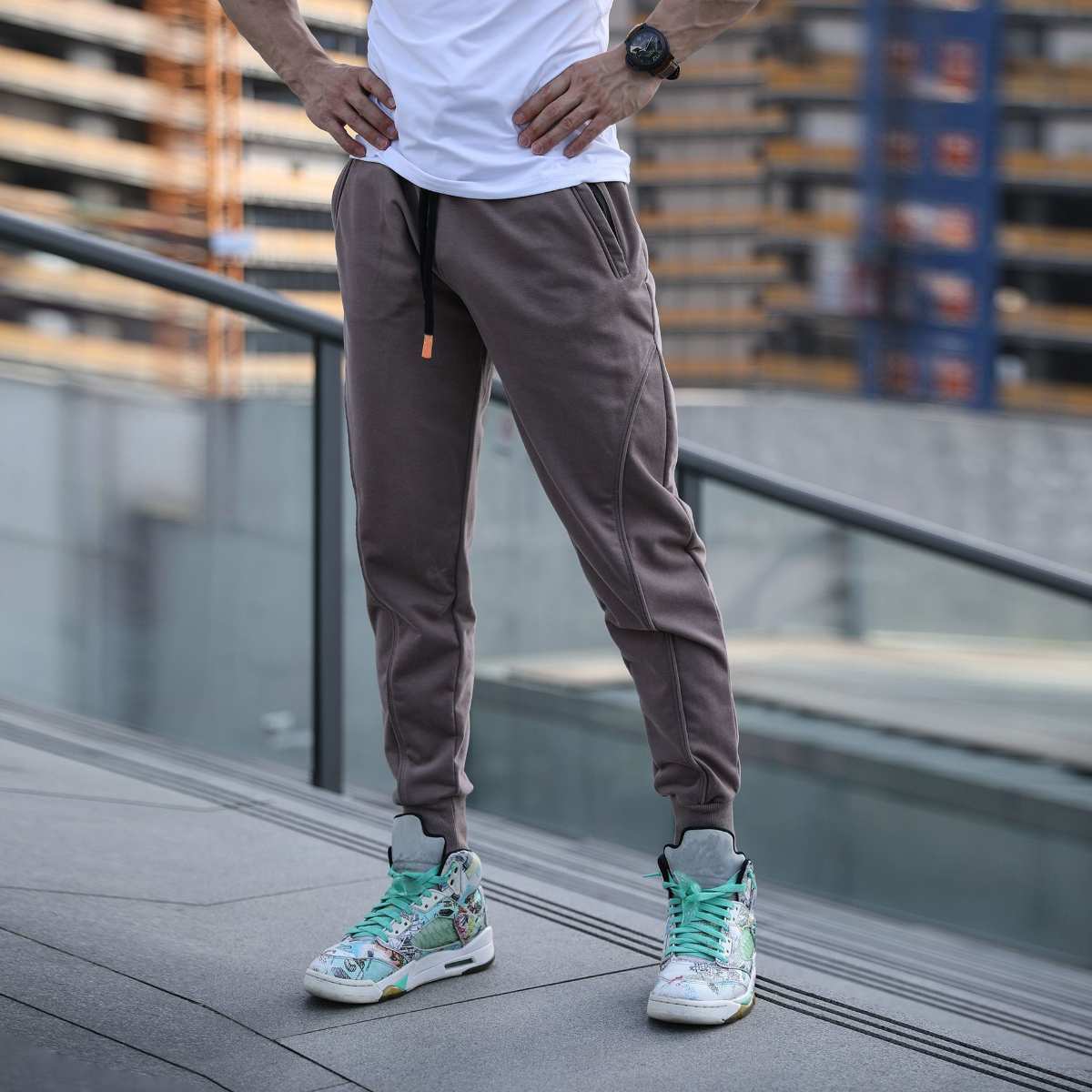 Mens Gym Workout 80% cotton 20% polyester Pants A-250-thin print logo 39