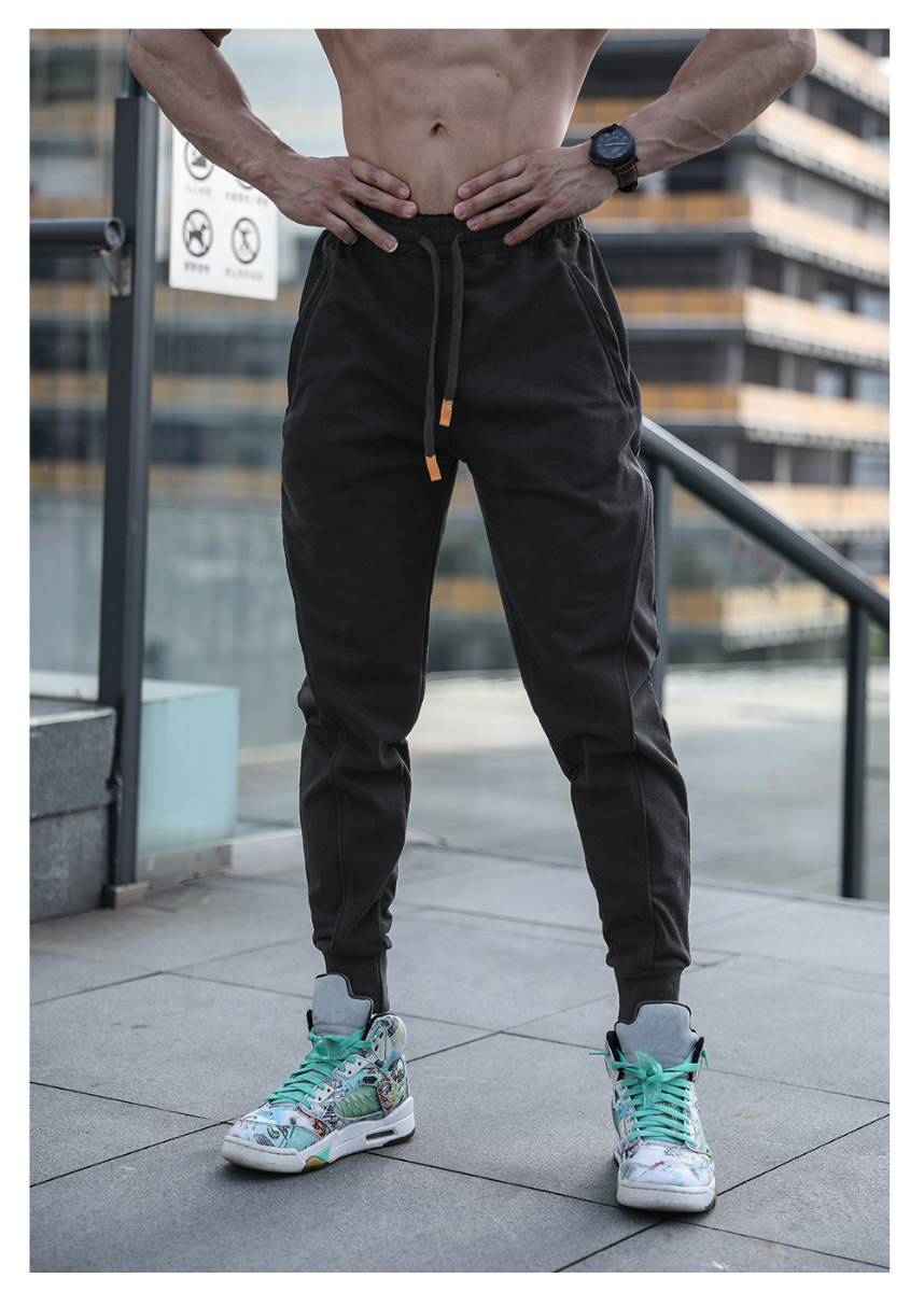 Mens Gym Workout 80% cotton 20% polyester Pants A-250-thin print logo 35