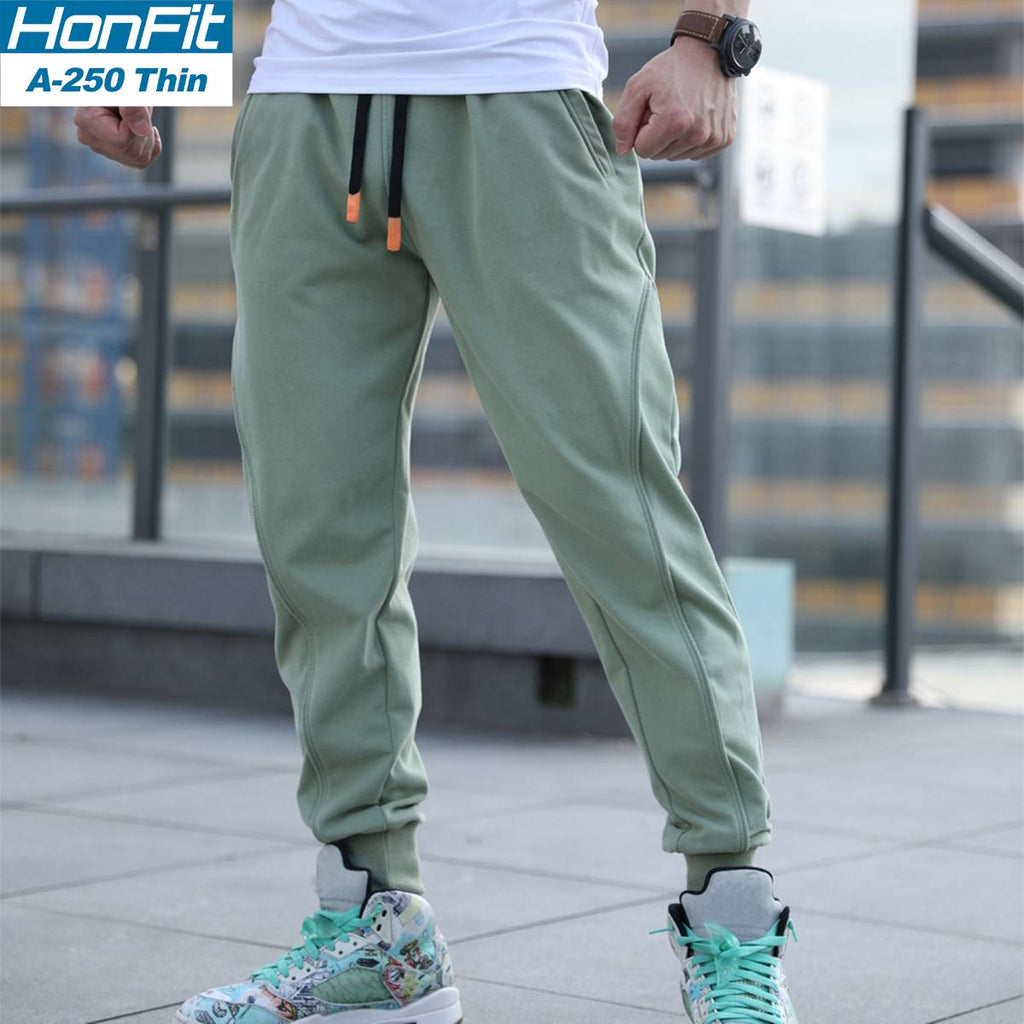 Mens Gym Workout 80% cotton 20% polyester Pants A-250-thin print logo 9