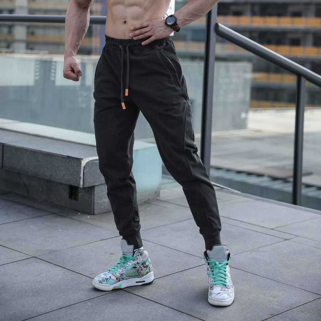 Mens Gym Workout 80% cotton 20% polyester Pants A-250-thin print logo 17