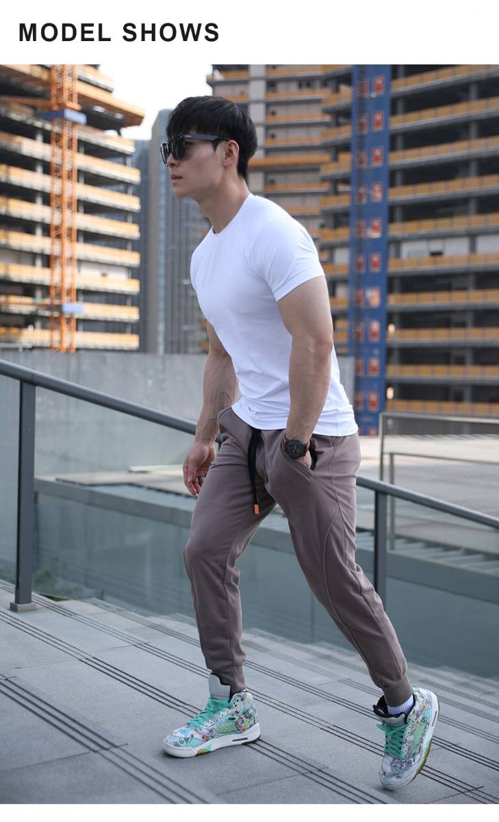 Mens Gym Workout 80% cotton 20% polyester Pants A-250-thin print logo 28