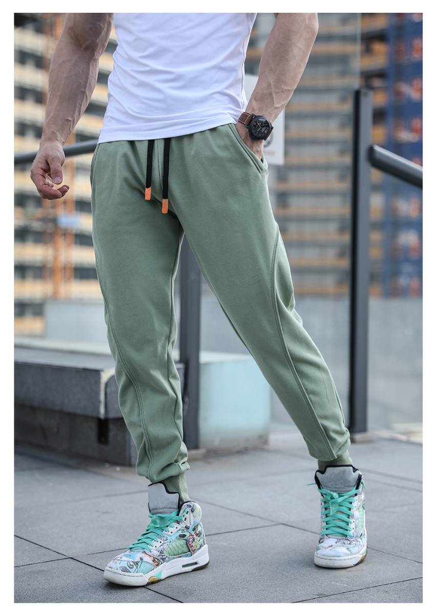 Mens Gym Workout 80% cotton 20% polyester Pants A-250-thin print logo 32