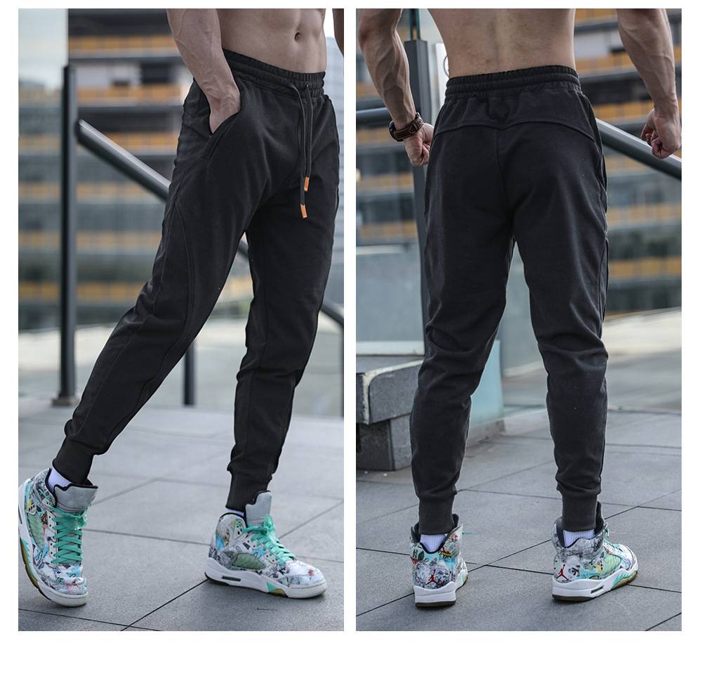 Mens Gym Workout 80% cotton 20% polyester Pants A-250-thin print logo 36