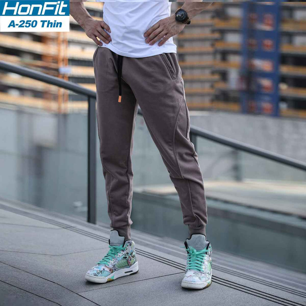 Mens Gym Workout 80% cotton 20% polyester Pants A-250-thin print logo 7