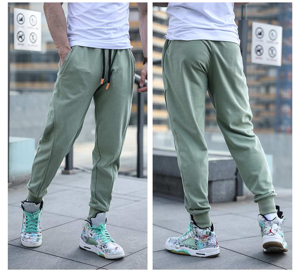 Mens Gym Workout 80% cotton 20% polyester Pants A-250-thin print logo 33