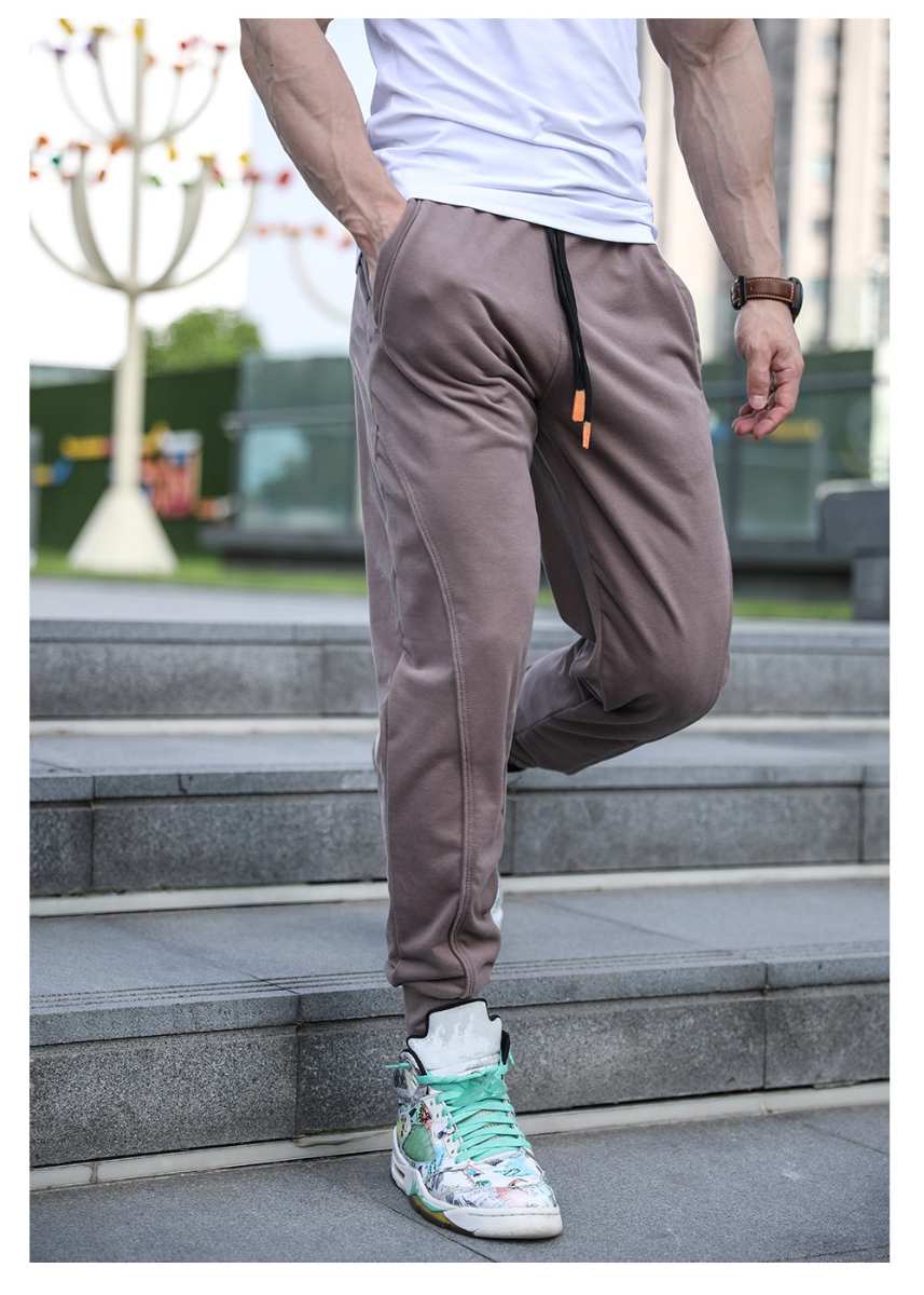 Mens Gym Workout 80% cotton 20% polyester Pants A-250-thin print logo 29