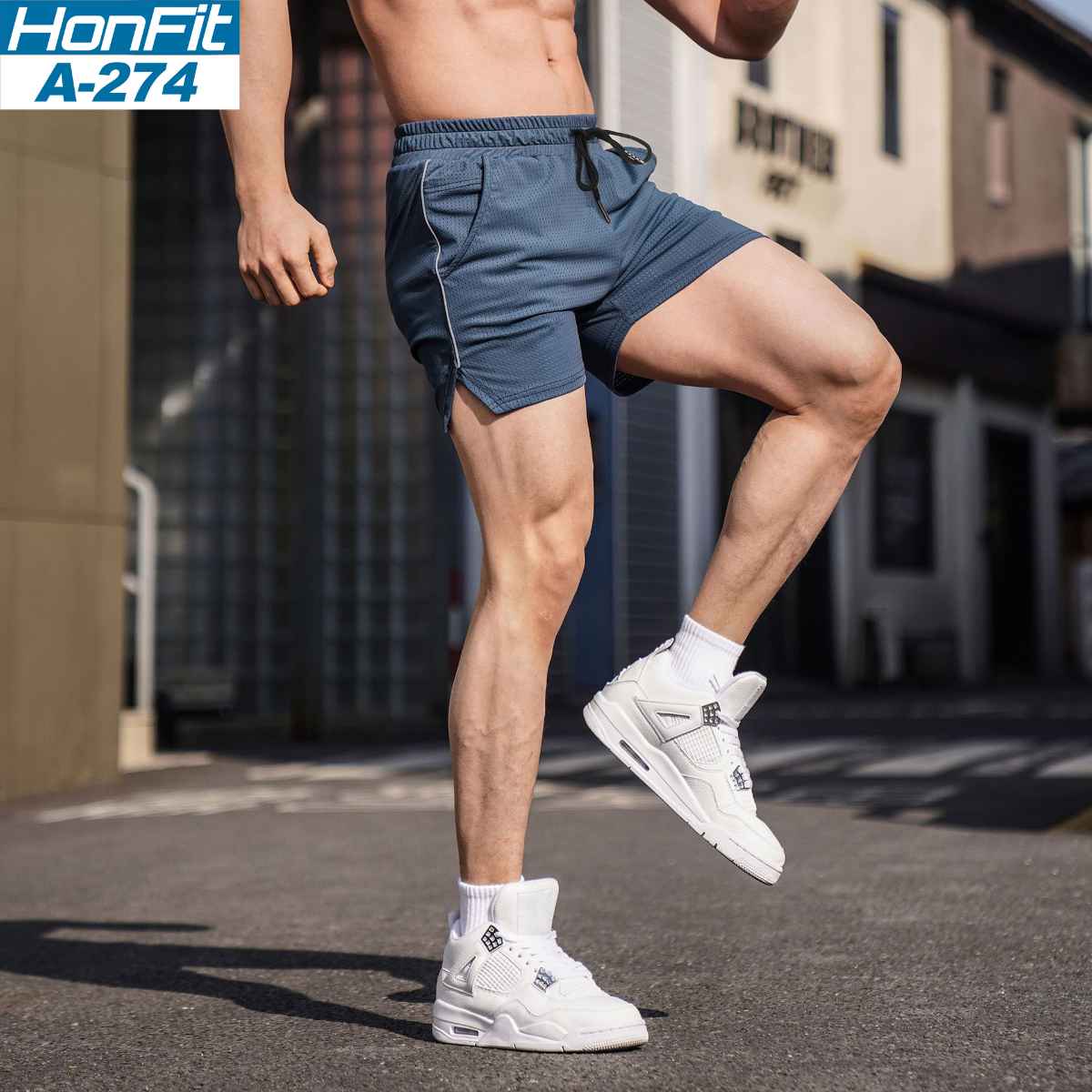 Mens Running Mesh 100% polyester Shorts A-274 print logo 5