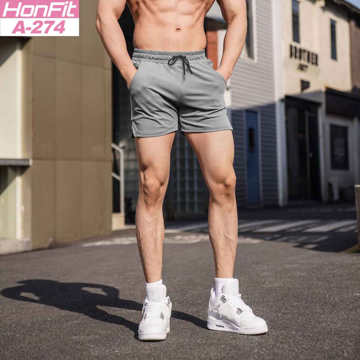 Mens Running Mesh 100% polyester Shorts A-274 print logo 12