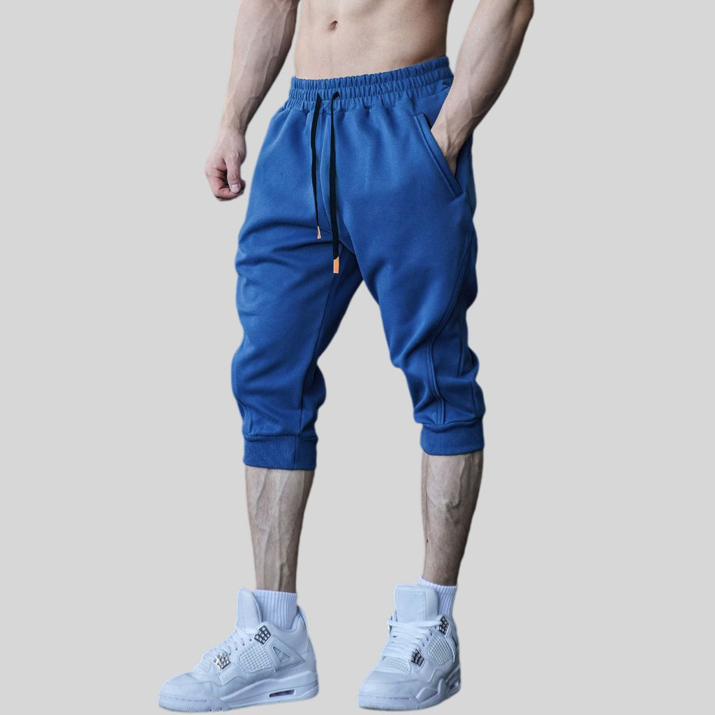 Mens Gym Workout 80% Cotton 20% Polyester 3/4 Pants A-282 print logo 1