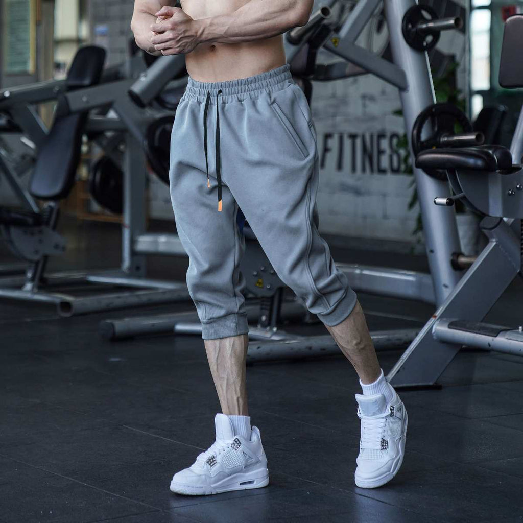 Mens Gym Workout 80% Cotton 20% Polyester 3/4 Pants A-282 print logo 53