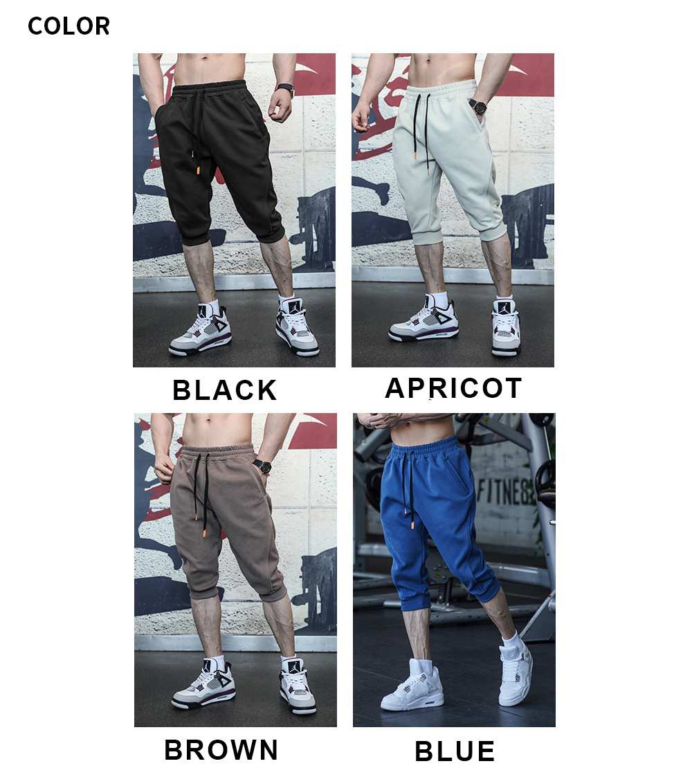Mens Gym Workout 80% Cotton 20% Polyester 3/4 Pants A-282 print logo 29