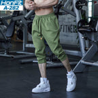 Mens Gym Workout 80% Cotton 20% Polyester 3/4 Pants A-282 print logo 9
