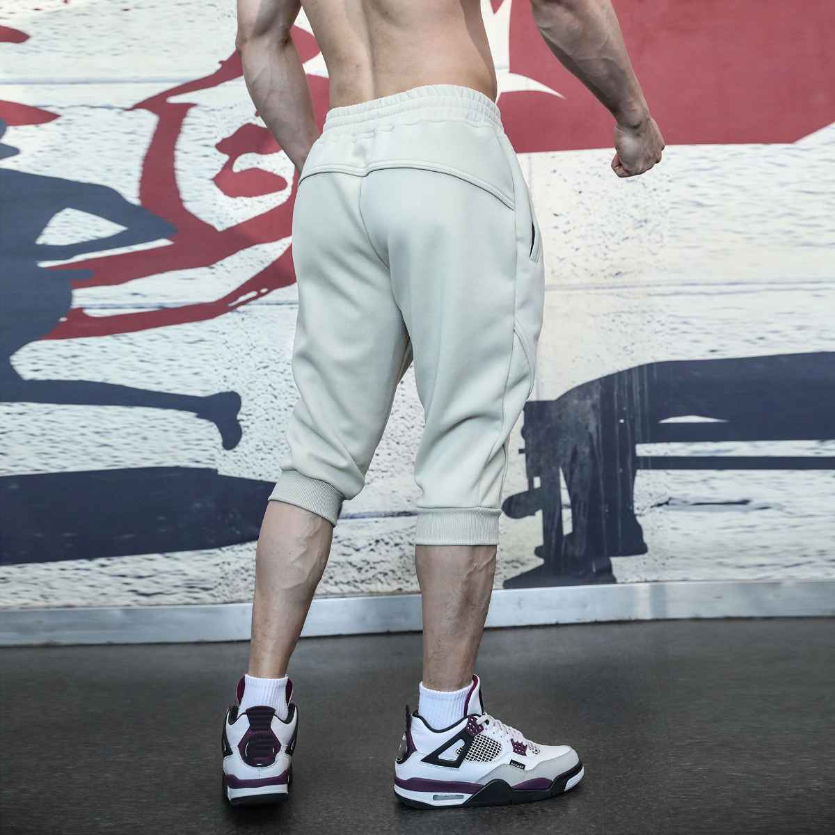 Mens Gym Workout 80% Cotton 20% Polyester 3/4 Pants A-282 print logo 22
