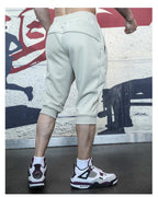 Mens Gym Workout 80% Cotton 20% Polyester 3/4 Pants A-282 print logo 34