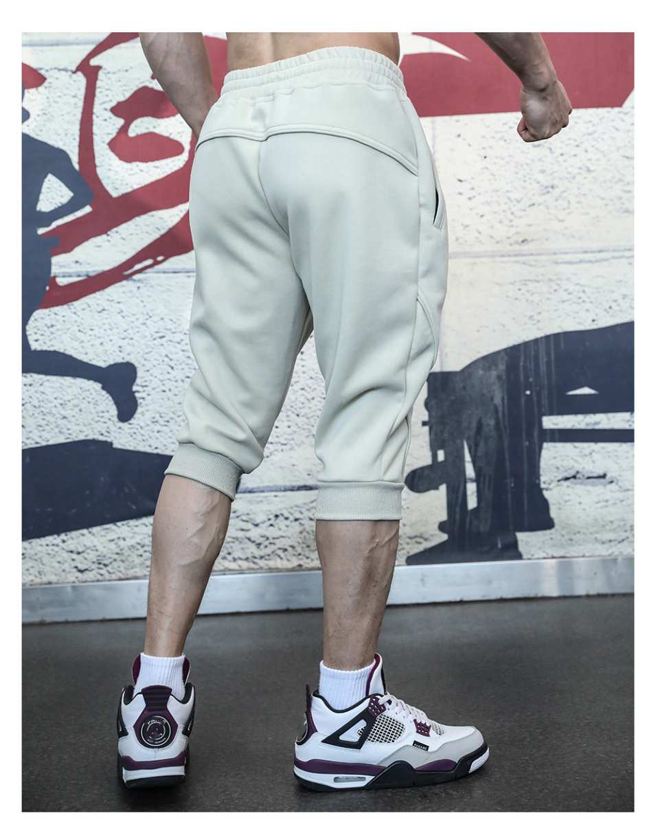 Mens Gym Workout 80% Cotton 20% Polyester 3/4 Pants A-282 print logo 34